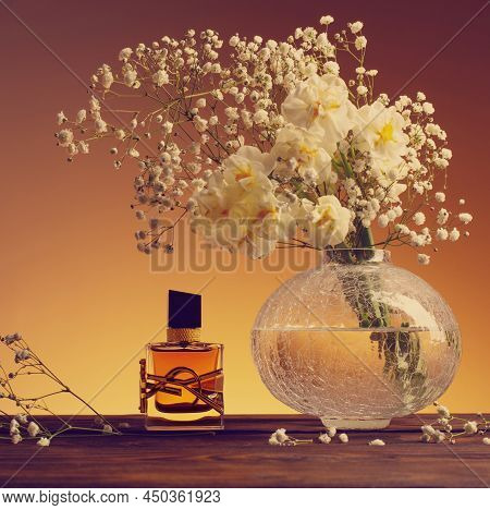 Krichev, Belarus, 16 February 2022: Yves Saint Laurent Libre Intense Eau De Parfum Fragrance With Wh