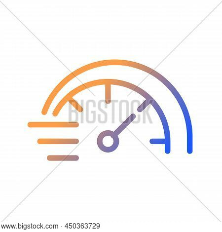 Speedometer Gradient Linear Vector Icon. Miles Per Hour. Speed Control Of Vehicle. Acceleration Indi