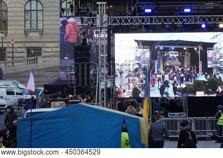 Prague, Czech Republic - March 1 2022: Benefit Concert For Ukraine - Koncert Pro Ukrajinu - Held In 