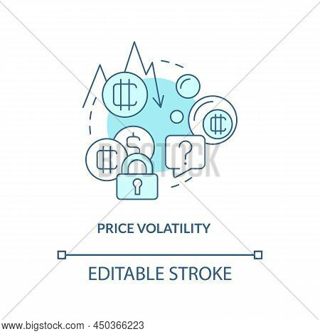 Price Volatility Turquoise Concept Icon. Crypto-currency Downside Abstract Idea Thin Line Illustrati