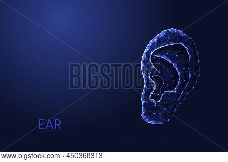 Human Ear Low Poly Concept Vector Illustration.