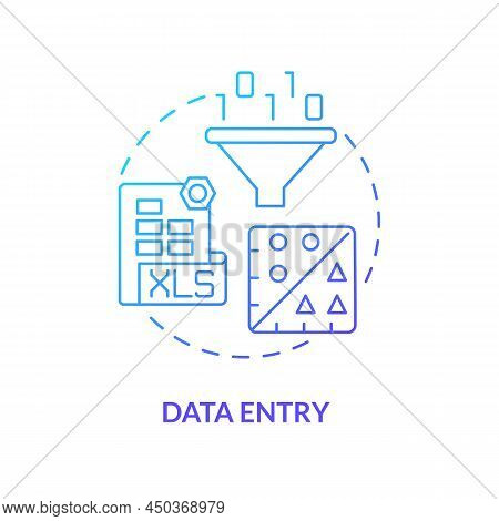 Data Entry Blue Gradient Concept Icon. Information Input. Data Processing. Basic Digital Skills Abst