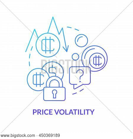 Price Volatility Blue Gradient Concept Icon. Crypto-currency Downside Abstract Idea Thin Line Illust