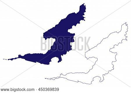 Bequia Island (saint Vincent And The Grenadines, Cenrtal America, Caribbean Islands) Map Vector Illu