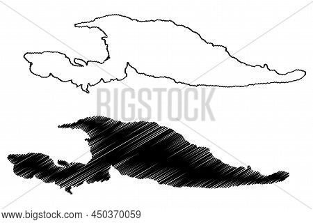 Ciovo Island (republic Of Croatia, Adriatic Sea) Map Vector Illustration, Scribble Sketch Čiovo Map