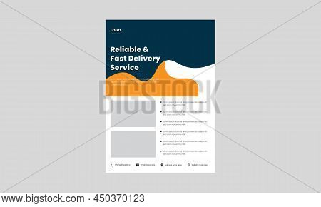 Fast And Reliable Delivery Service Flyer. Fast Delivery Service Flyer, Poster, Leaflet Template. Nee