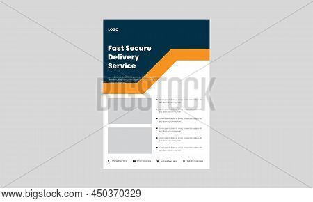 Fast And Reliable Delivery Service Flyer. Fast Delivery Service Flyer, Poster, Leaflet Template. Nee