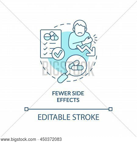 Fewer Side Effects Turquoise Concept Icon. Clinical Trials Advantage For Participant Abstract Idea T