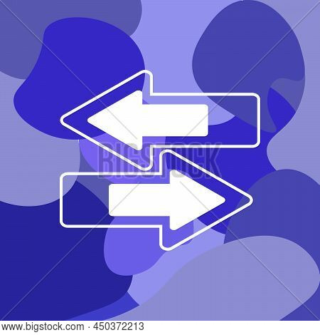 2 Side Arrows Illustration Icon, Isolated, White On Dark Background. Direction Icon. Vector Illustra