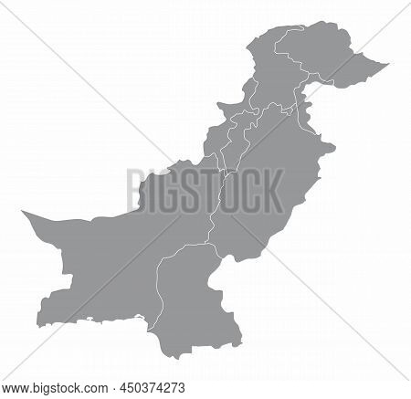 Pakistan Administrative Map Isolated On White Background