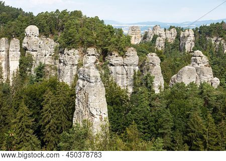 Hruboskalske Skalni Mesto Rock Panorama, Sandstone Rock City, Cesky Raj, Czech Or Bohemian Paradise,