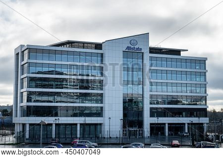 Belfast, Uk- Feb 19, 2022: The Allstate Office Building In Belfast.