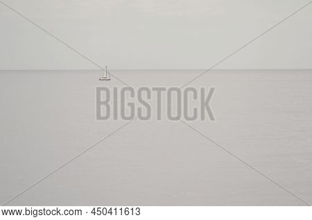 Sailing Boat In The Atlantic Ocean. Tenerife. Canary Islands. Spain.