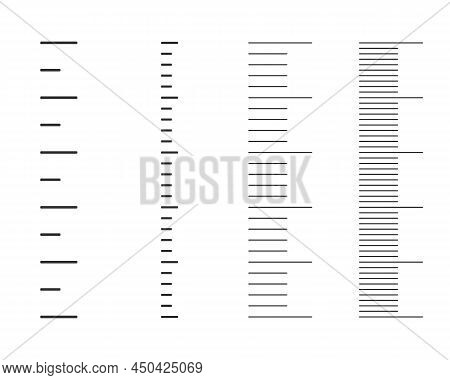 Vertical Stadiometer, Height Chart Or Meteorological Thermometer Scales Set. Different Templates For