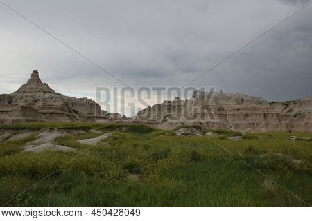 Badlands National Park Southwest Of South Dakota, United States. High Quality Photo