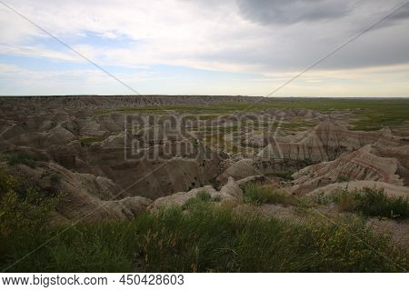 Badlands National Park Southwest Of South Dakota, United States. High Quality Photo
