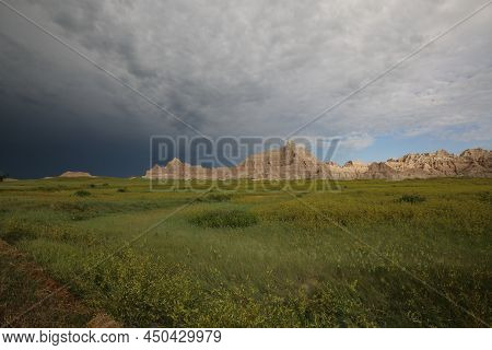 Badlands National Park Southwest Of South Dakota, United States. High Quality Photo