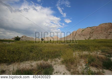 Badlands National Park Southwest Of South Dakota, United States. High Quality Photo