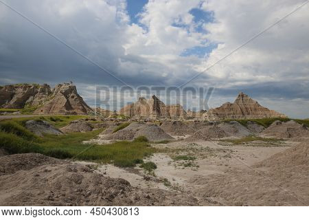 Badlands National Park Southwest Of South Dakota, United States. High Quality Photo