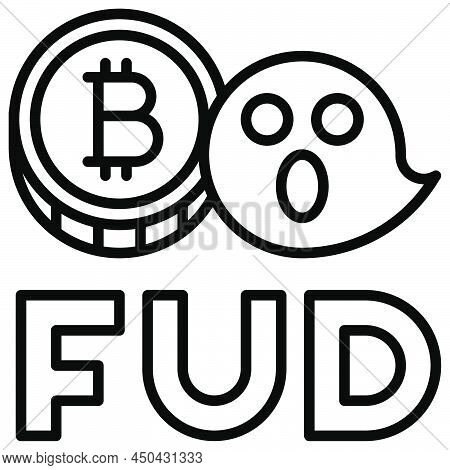 Fud Icon, Cryptocurrency Related Vector Line Illustration