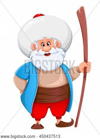 Ramadan Kareem. Happy Ramadan. Eid Al-adha Mubarak. Funny Cartoon Character Nasreddin Hodja. Kurban 