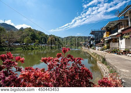 Kanchanaburi Thailand-jan 16,2022 : E-tong Village Thong Pha Phum District Market And Walking Street
