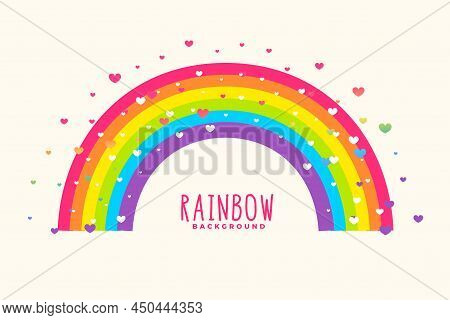 Cute Rainbow Background With Hearts Background Vector Illustration