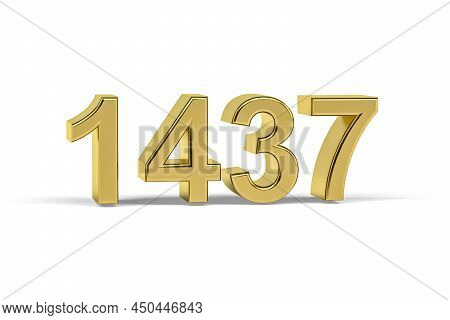 Golden 3d Number 1437 - Year 1437 Isolated On White Background - 3d Render