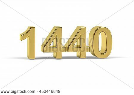 Golden 3d Number 1440 - Year 1440 Isolated On White Background - 3d Render