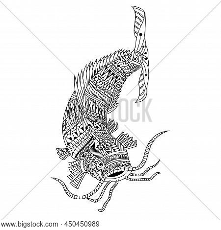 Hand Drawn Of Clarias In Zentangle Style