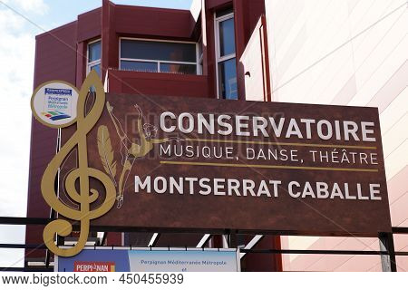 Perpignan , Occitanie , France - 02 20 2022 : Conservatoire French Text In Perpignan City Montserrat