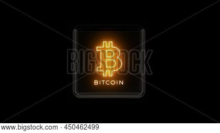 Bitcoin. Golden Bitcoin Logo. Nixie Tube Indicator. Gas Discharge Indicators And Lamps. 3D. 3D Rende