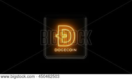 Doge Coin. Golden Doge Coin Logo. Nixie Tube Indicator. Gas Discharge Indicators And Lamps. 3D. 3D R