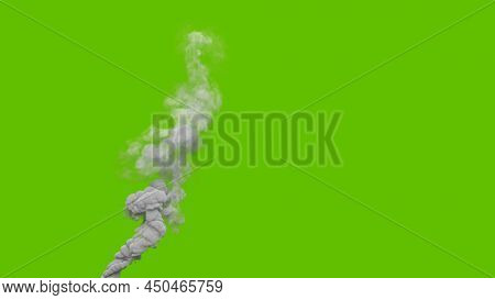Grey Pollute Smoke Column From Masut Power Plant On Green Screen, Isolated - Industrial 3d Illustrat