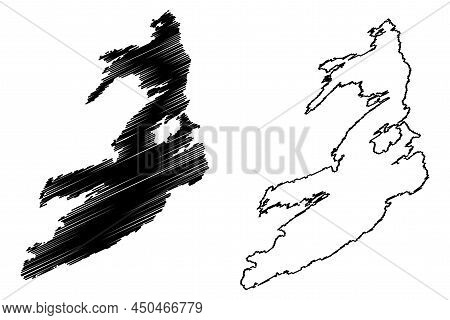 Donna Island (kingdom Of Norway) Map Vector Illustration, Scribble Sketch Donna Map