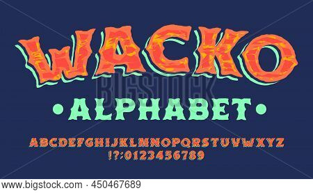 Wacko Alphabet Font. Multicolor Handwritten Messy Letters And Numbers. Stock Vector Typescript For Y