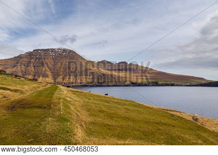 Steep Coast Of The Island Of Bordoy. Volcanic Archipelago In The Atlantic Ocean, Muli, Faroe Islands