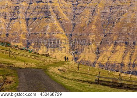 Mountain Landscape On The Island Of Bordoy. Cloudy Spring Day. Muli, Faroe Islands.