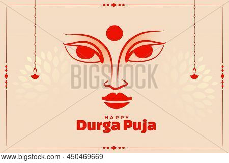 Happy Durga Pooja Festival Card Design Vector Illustration