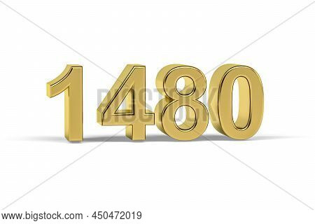 Golden 3d Number 1480 - Year 1480 Isolated On White Background - 3d Render