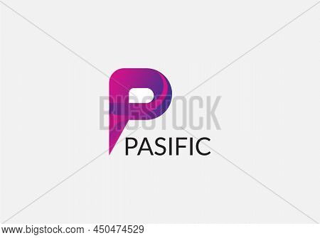 Pasific Abstract P Letter Modern Minimalist Emblem Tech Logo Design