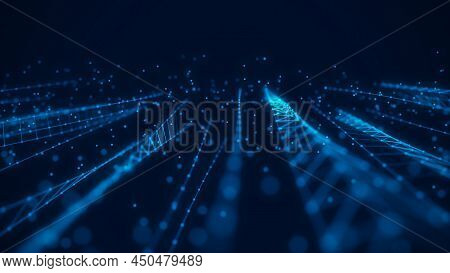 Cyber Network Connection Background. Abstract Connecting Dots And Lines. Molecular Background With B