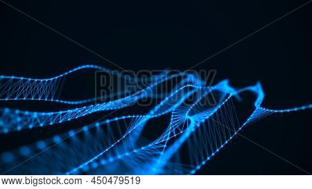 Cyber Network Connection Background. Abstract Connecting Dots And Lines. Molecular Background With B