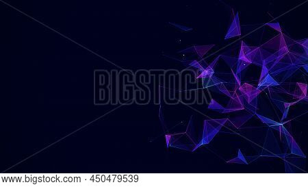 Business Futuristic Backdrop. Network Connection Structure Cyberspace With Moving Particles. Big Dat