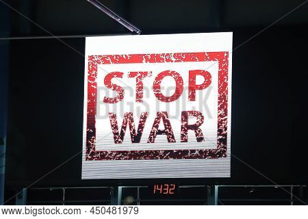 Istanbul, Turkey - March 05, 2022: No War Sign In Opening Ceremony Of 27th Balkan Indoor Championshi