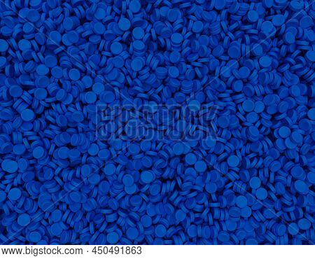 Blue Plastic Pellets Background Close-up Plastic Granules Polymer Black Plastic Beads Resin Polymer 