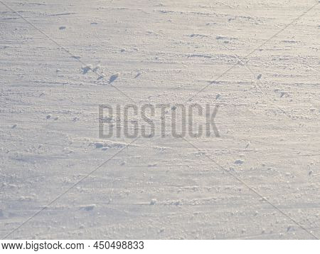 Ice Texture On A Skating Rink, Tracks On The Ice From Skates, Frozen Rink Winter
