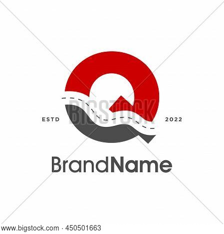 Simple And Modern Illustration Logo Design Initial Q Pathway In Two Color.