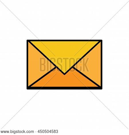 Button With Yellow Envelope Icon. Mail Icon. Closed Yellow Envelope. Business Concept. Vector Illust