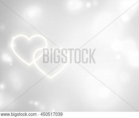 White Valentines Day Background With Two Hearts